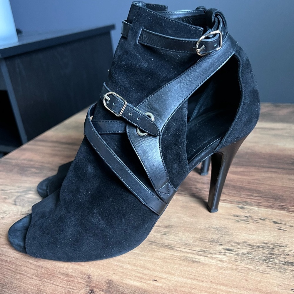 Hermés Black Suede Strap Heels - Gently Used